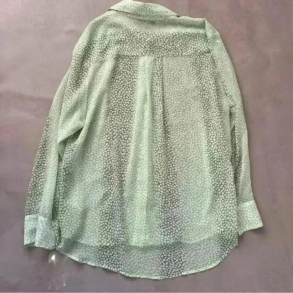 Lane Bryant Green Patterned Blouse - Picture 10 of 12